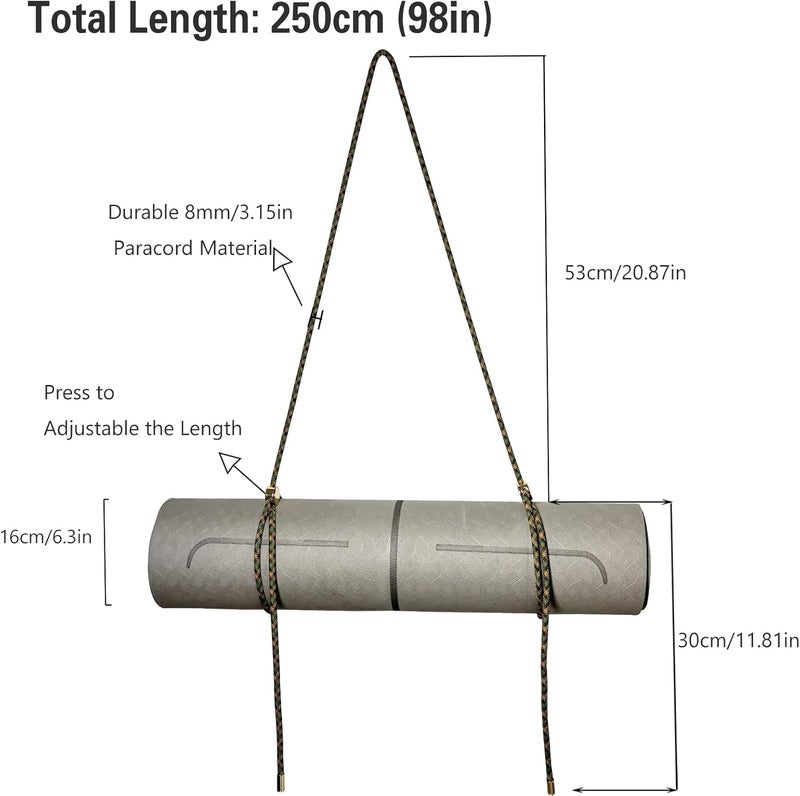 DAOSUN Yoga Mat Strap - 8MM Adjustable Paracord Carrier for Carrying Yoga Mats, Camping Pads & Blankets (Strap Only) - Image 3